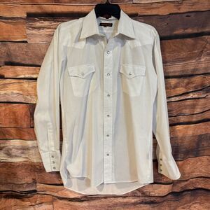 Sheplers Men's White M 15.5/34 Western Pearl Snap Long Sleeve Shirt